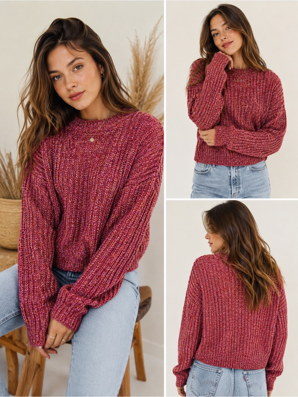 Universal Thread Women’s S Multicolor Chunky Ribbed Knit Cotton Blend Sweater
